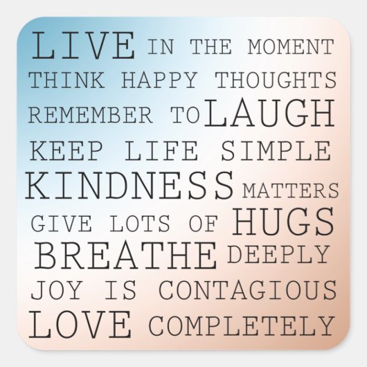 Inspirerend citaten Blauwe Bruine Ombre Vierkante Sticker (Voorkant)