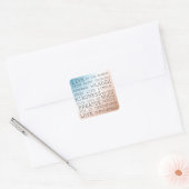 Inspirerend citaten Blauwe Bruine Ombre Vierkante Sticker (Envelop)