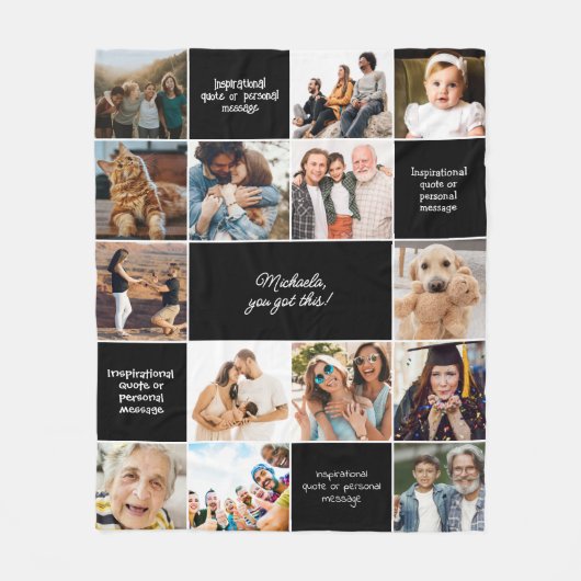 Inspirerend Comfort Aangepaste Berichten & 14-Foto Fleece Deken (Voorkant)