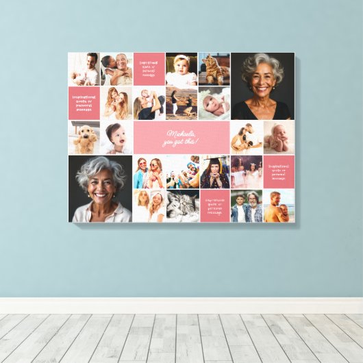 Inspirerend Comfort Custom Text 22-Photo Collage Canvas Afdruk (Insitu (Houten vloer))
