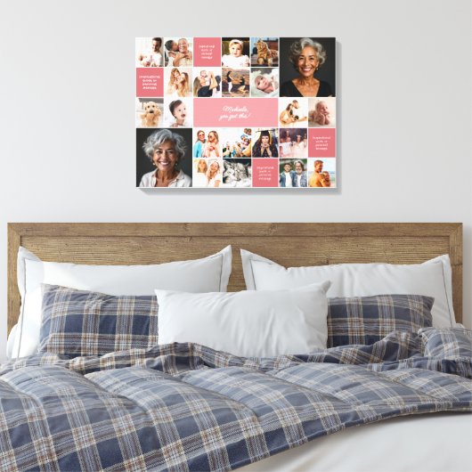 Inspirerend Comfort Custom Text 22-Photo Collage Canvas Afdruk (Insitu (Slaapkamer))