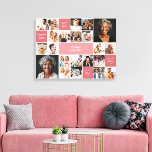 Inspirerend Comfort Custom Text 22-Photo Collage Canvas Afdruk (Insitu (Woonkamer))