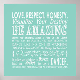 Inspirerend Dance Quottes Poster - Aqua