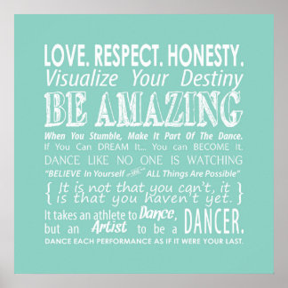 Inspirerend Dance Quottes Poster - Aqua