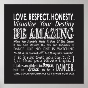Inspirerend Dance Quottes Poster - Zwart