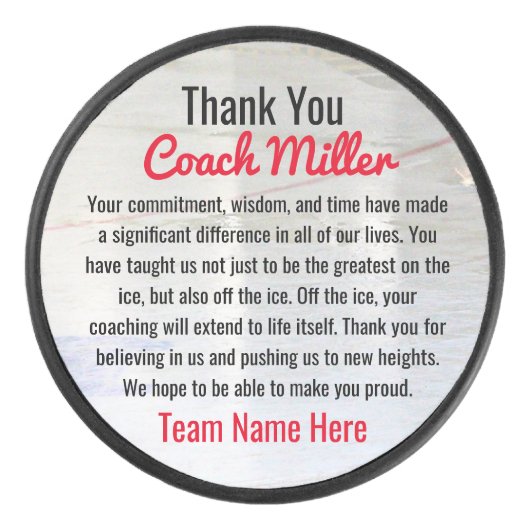 Inspirerend dank je coach voor Ice Hockey Rink Hockey Puck (Voorkant)