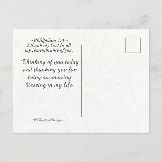 Inspirerend Dank u Schrift,  Bloem Briefkaart (Achterkant)