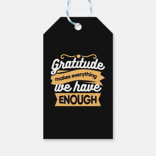 Inspirerend dankbaarheid typografie citaten cadeaulabel (Voorkant)