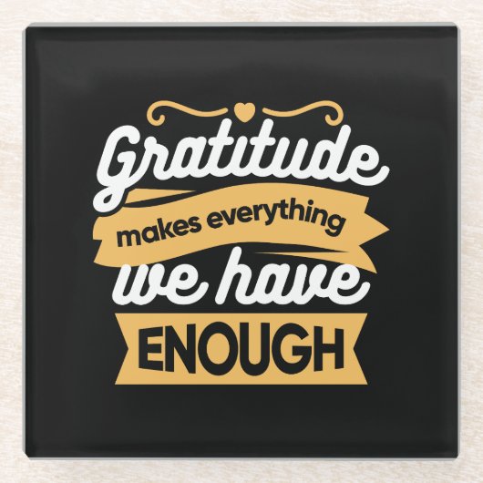 Inspirerend dankbaarheid typografie citaten glazen onderzetter (Voorkant)