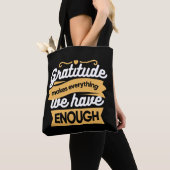 Inspirerend dankbaarheid typografie citaten tote bag (Dichtbij)