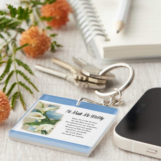 Inspirerend dat hij me waardig maakte sleutelhanger (Voorkant Rechts)