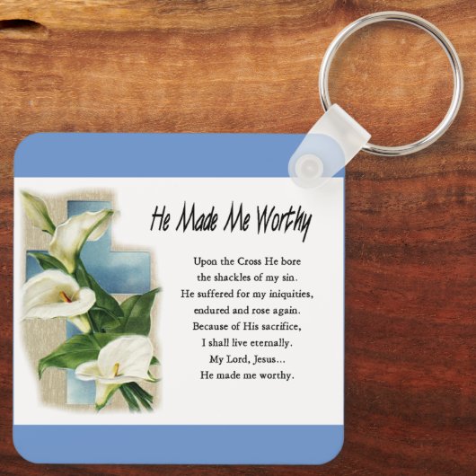 Inspirerend dat hij me waardig maakte sleutelhanger (Achterkant)