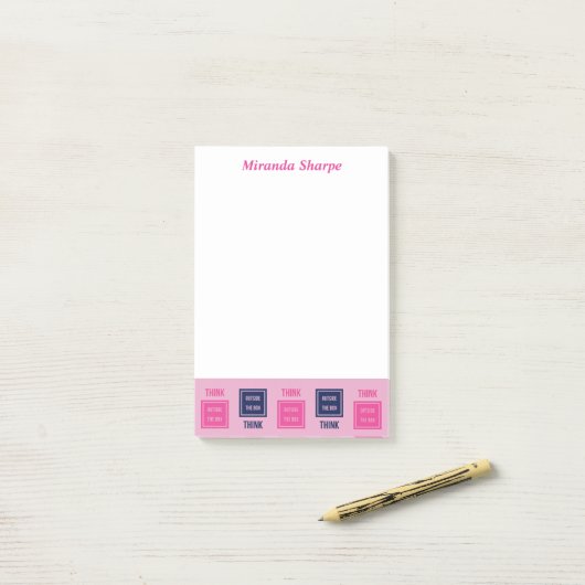 Inspirerend denken buiten de doos roze post-it® notes (Op bureau)