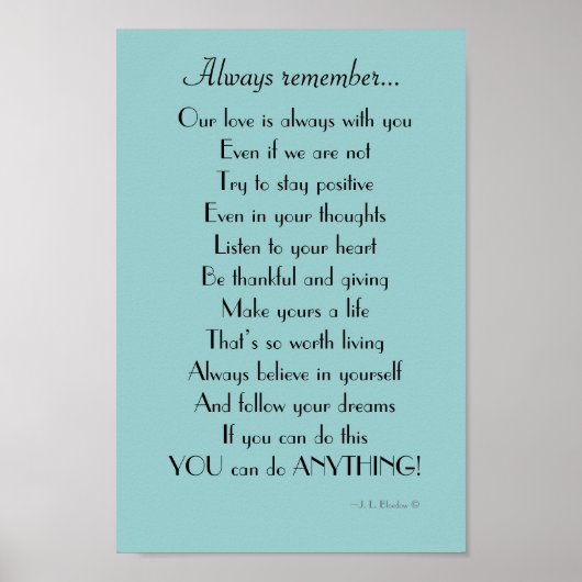 Inspirerend Dochter/zoon gedicht van ouders Poster (Voorkant)