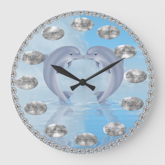 Inspirerend DOLPHIN LOVERS Clock GIFT Grote Klok (Voorkant)