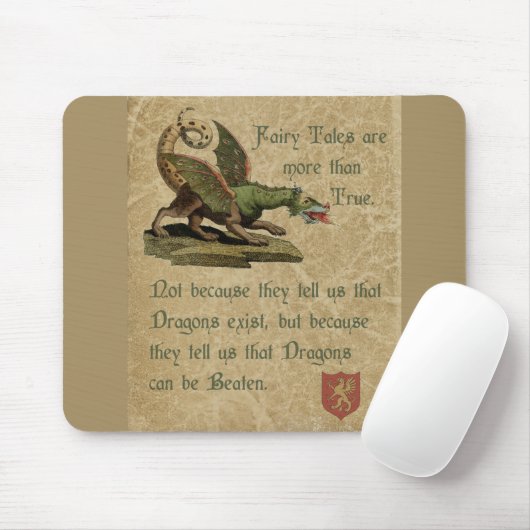 Inspirerend dragon Quote Antiek Parchment Muismat (Met muis)