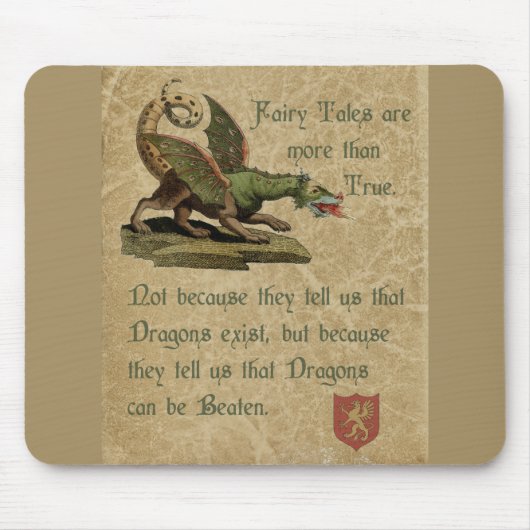 Inspirerend dragon Quote Antiek Parchment Muismat (Voorkant)