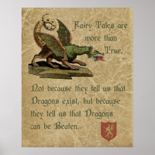Inspirerend dragon Quote Antiek Parchment Poster (Voorkant)