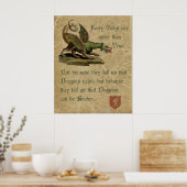 Inspirerend dragon Quote Antiek Parchment Poster (Keuken)