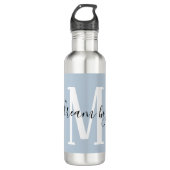 Inspirerend Dream Big Monogram Dusty Blue Waterfles (Voorkant)