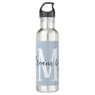 Inspirerend Dream Big Monogram Dusty Blue Waterfles