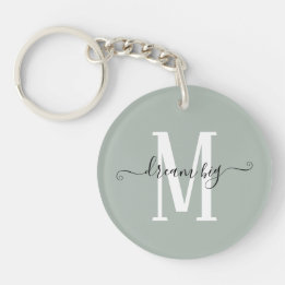 Inspirerend Dream Big Monogram Initiaal Sage Sleutelhanger