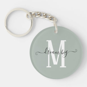 Inspirerend Dream Big Monogram Initiaal Sage Sleutelhanger