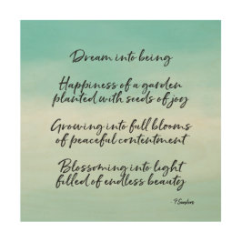 Inspirerend Dream Poem Aqua Mint Ombre Hout Afdruk