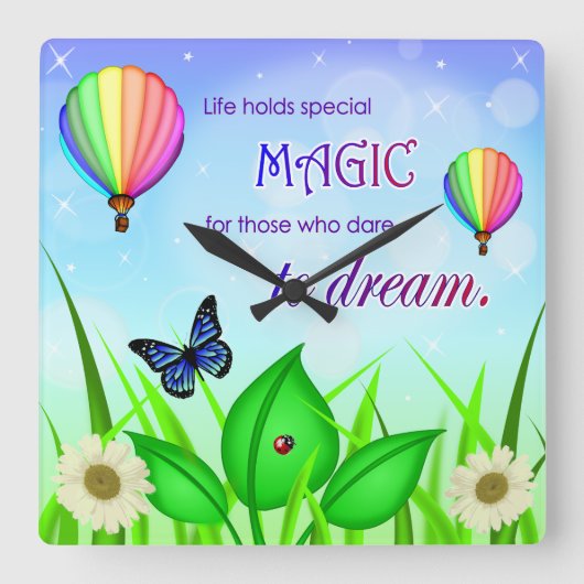 Inspirerend Dream Quote Wall Clock Vierkante Klok (Voorkant)