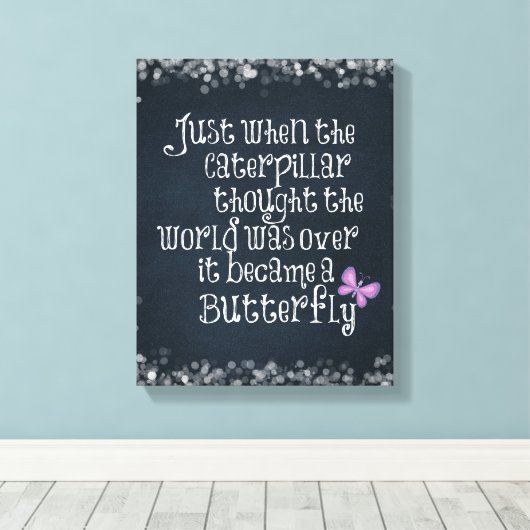 Inspirerend driepijlervlinder Citaat Canvas Afdruk (Insitu (Houten vloer))