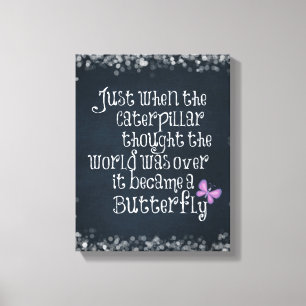 Inspirerend driepijlervlinder Citaat Canvas Afdruk