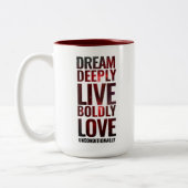 Inspirerend droom Diep leef gedurfd ... Tweekleurige Koffiemok (Links)