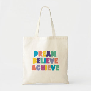Inspirerend droom gelooft bereiken tote bag