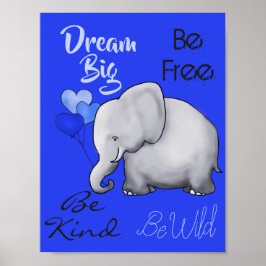 Inspirerend droom Grote Cute Elephant Nursery Poster