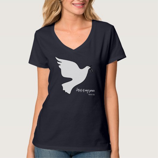 Inspirerend duif w olijftak Jesus is Peace T-shirt (Voorkant)