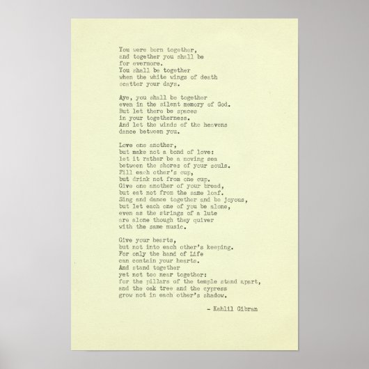 Inspirerend Echte schrijfmachine Citaat Kahlil Gib Poster (Voorkant)