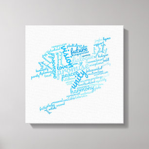 Inspirerend Elegant Dove of Peace Label Cloud Canvas Afdruk