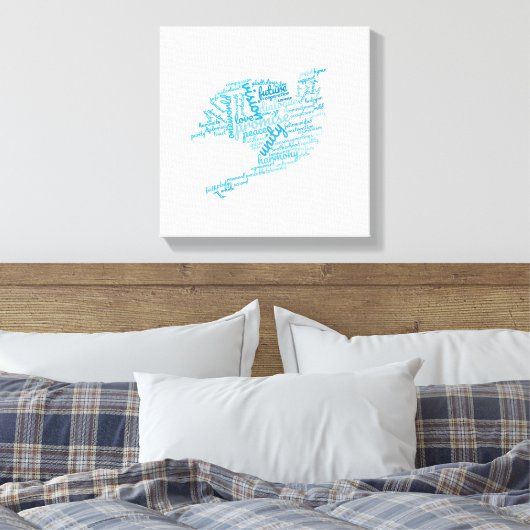 Inspirerend Elegant Dove of Peace Label Cloud Canvas Afdruk (Insitu (Slaapkamer))