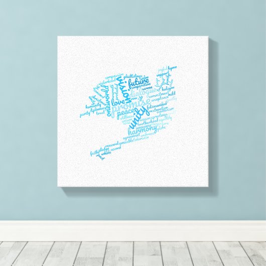 Inspirerend Elegant Dove of Peace Label Cloud Canvas Afdruk (Insitu (Houten vloer))