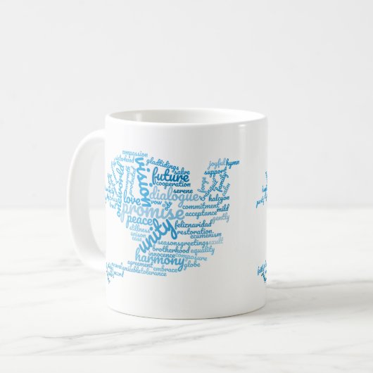 Inspirerend Elegant Dove of Peace Label Cloud Koffiemok (Voorkant links)