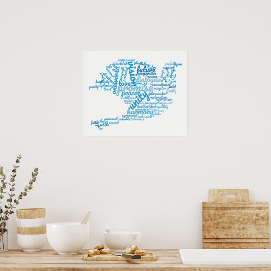 Inspirerend Elegant Dove of Peace Label Cloud Poster (Keuken)