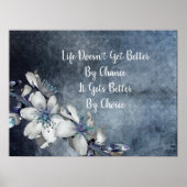 Inspirerend en Motivatie Citaat Witte Floral Poster (Voorkant)