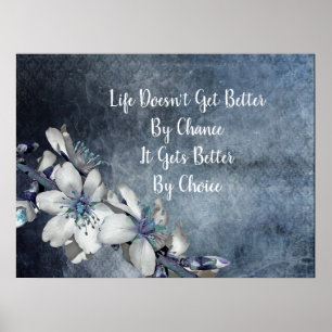 Inspirerend en Motivatie Citaat Witte Floral Poster