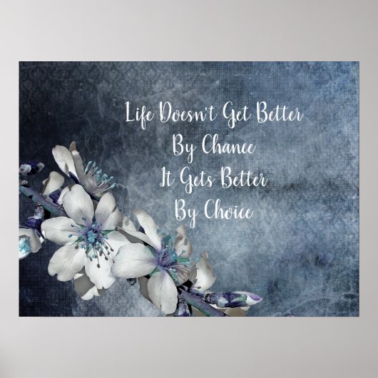 Inspirerend en Motivatie Citaat Witte Floral Poster (Voorkant)