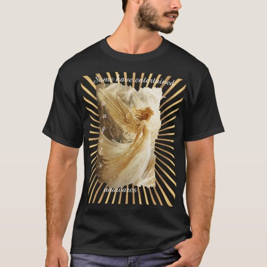 Inspirerend engelen citeren ,goud, wit, zwart t-shirt (Voorkant)
