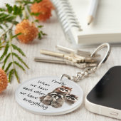 Inspirerend Familie Quote Fun Raccoon Custom Sleutelhanger (Voorkant Rechts)