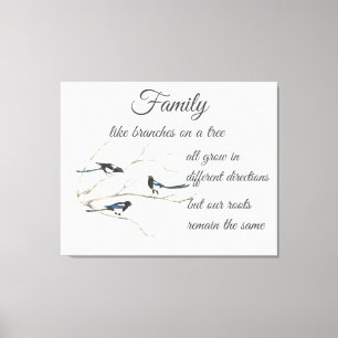 Inspirerend Familie Quote Magpie Bird Art Canvas Afdruk