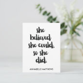 Inspirerend feministisch meisjescitaat briefkaart (Staand voorkant)