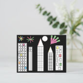 Inspirerend Fireworks Light City Skyline Briefkaart (Staand voorkant)