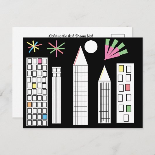 Inspirerend Fireworks Light City Skyline Briefkaart (Voorkant / Achterkant)